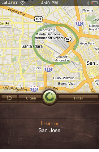 Yahoo!’s Sketch a Search app showing a cricle drawn on a map of San Jose.