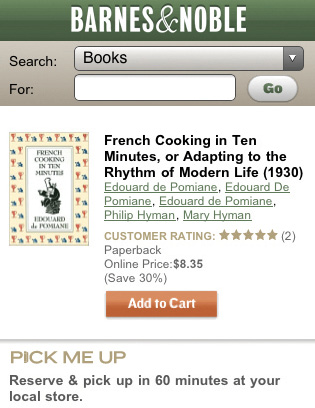 Barnes & Noble mobile website menu content.