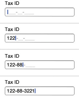 An input mask for entering a tax ID number.