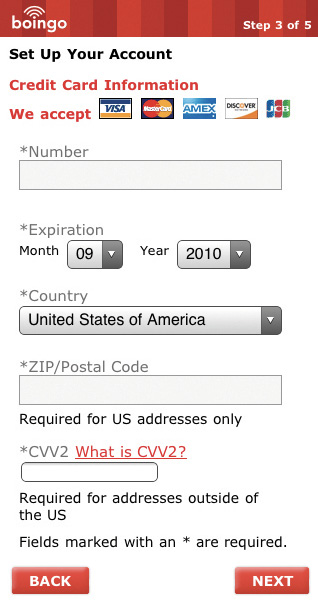 Step 3 of 5 in the original Boingo “Get Online” form.