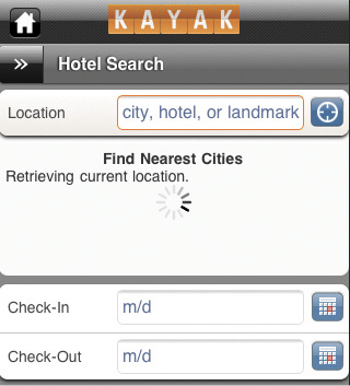 One tap location access on Kayak.