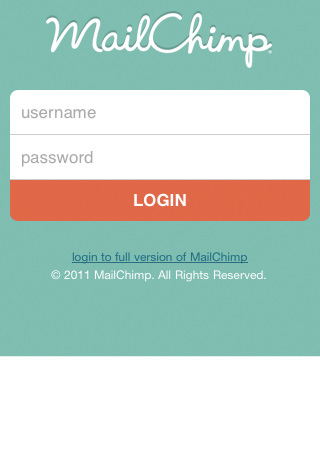 MailChimp’s blank mobile sign-in form.
